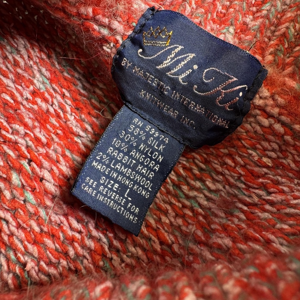 Vintage MiKi Sweater Womens Large Wool Angora Silk Blend Pocket Pullover 90s - Picture 5 of 6